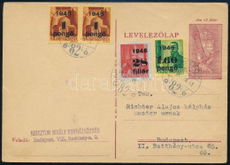 1945 (3. Díjszabás) Budapest Helyi Levelezőlap 4 Bélyeggel - Otros & Sin Clasificación