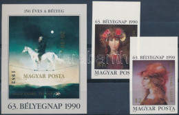 ** 1990 Bélyegnap (63.) Festmény Vágott Sor és Blokk (10.500) - Otros & Sin Clasificación