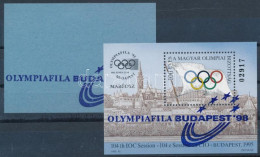 ** 1998 Olympiafila Budapest '98 I. Emlékív + 1998/15 A Felülnyomás Próbanyomata Kék Papíron (2.000+) / Souvenir Sheet + - Other & Unclassified