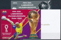 ** 2022 FIFA XXII. Labdarúgó VB Katar 3 Db-os Emlékív Garnitúra Azonos No. 00020, Közte Feketenyomat és Ajándék Kiadás - Otros & Sin Clasificación