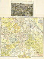 1890 Wien Térkép, Rajta Látképpel Hartleben 50x60 Cm - Other & Unclassified