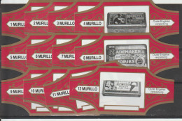 Reeks  819  Oude Verpakking 1-12  , 12 Stuks Compleet  , Sigarenbanden Vitolas , Etiquette - Vitolas (Anillas De Puros)