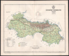 1897 Szerém Vármegye Térképe, Tervezte: Gönczy Pál, 1 : 680.000, Bp., Posner Károly Lajos és Fia, A Pallas Nagy Lexikona - Otros & Sin Clasificación