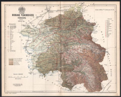 1896 Bihar Vármegye Térképe, Tervezte: Gönczy Pál, 1 : 600.000, Bp., Posner Károly Lajos és Fia, A Pallas Nagy Lexikona  - Other & Unclassified