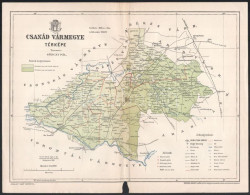 1896 Csanád Vármegye Térképe, Tervezte: Gönczy Pál, 1 : 340.000, Bp., Posner Károly Lajos és Fia, A Pallas Nagy Lexikona - Autres & Non Classés