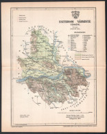 1893 Esztergom Vármegye Térképe, Tervezte: Gönczy Pál, 1 : 236.000, Bp., Posner Károly Lajos és Fia, A Pallas Nagy Lexik - Otros & Sin Clasificación