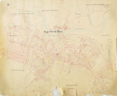 Cca 1910 Sajószentpéter Térképe. Tervezte és Rajzolt Vépkó Gyula, Kiegészítve 1928-ban. Kézzel Rajzolt Térkép. Szélén Be - Andere & Zonder Classificatie
