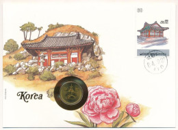 Dél-Korea 1985. 10W Cu Felbélyegzett Borítékban, Bélyegzéssel, Német Nyelvű Tájékoztatóval T:UNC South Korea 1985. 10 Wo - Non Classificati