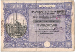 Budapest 1925. "Rimamurány-Salgó-Tarjáni Vasmű Részvény-Társaság" 10db Részvénye Egyben, Egyenként 50P-ről, Szárazpecsét - Non Classificati