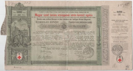 Budapest 1882. "Magyar Szent Korona Országainak Vörös-kereszt Egylete" Kisorsolási Kötvénye 5Ft értékben Bélyegzésekkel  - Zonder Classificatie