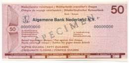 Hollandia DN "Általános Holland Bank" 50G "SPECIMEN" Utazási Csekk T:AU Jobb Szélen Hátoldalt Ragasztónyom  Netherlands  - Non Classificati