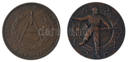 ~1970-1980. "Alkotó Ifjúság Pályázat - FMKT-FAT" Bronz Emlékplakett (70mm) + "Magasabb Egység Bajnokság" Bronzozott Al P - Unclassified