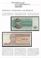 Burma 1972. 1K + Mianmar 1990. 1K Német Nyelvű Leírással T:I- Burma 1972. 1 Kyat + Mianmar 1990. 1 Kyat With German Desc - Non Classificati