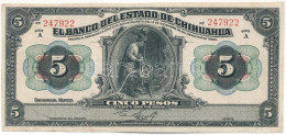 Mexikó / El Banco Del Estado De Chihuahua 1913. 5P T:F Ceruzás Firka Mexico / El Banco Del Estado De Chihuahua 1913. 5 P - Unclassified