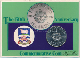 Falkland-szigetek 1983. 50p Cu-Ni "150. évforduló" Díszlapon T:BU Falkland Islands 1983. 50 Pence Cu-Ni "150th Anniversa - Ohne Zuordnung