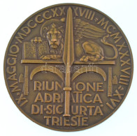 Olaszország / Trieszt 1938. "Auxilium In Adversis / Riunione Adriatica Di Sicurta Trieste" Bronz Emlékérem. Szign.: MIST - Unclassified