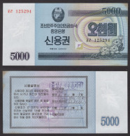 Korea Credit Ticket 2003 5000won  Stamp AUNC+ - Corea Del Norte