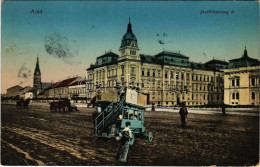 T2/T3 1911 Arad, József Főherceg út, Emeletes Autóbusz üzlet Reklámokkal / Street View, Double-decker Autobus With Shop  - Non Classificati