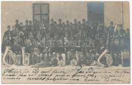 T4 1904 Beszterce, Bistritz, Bistrita; Osztrák-magyar Katonai Zenekar / K.u.K. Military Band. Photo (fa) - Non Classés