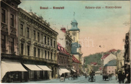 T2/T3 1913 Brassó, Kronstadt, Brasov; Kolostor Utca, Albert Spitz és Testvére üzlete / Kloster-Gasse / Street View, Shop - Non Classés