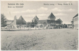 T2/T3 1924 Kaca, Katzendorf, Cata; Biserica Ev. / Evangélikus Templom. Jos. Hein. Briegel / Lutheran Church (EK) - Ohne Zuordnung