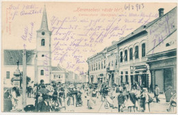 T2/T3 1903 Karánsebes, Caransebes; Vásártér, Eperjesy, B. Reisz üzlete, Templom. Kiadja H. Rosenfeld / Marktplatz / Mark - Non Classés