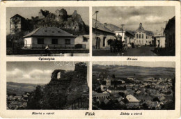 * T3 Fülek, Filakovo; Egészségház, Fő Utca, Vár, Látkép / Castle Ruins, Main Street, General View (EK) - Non Classificati