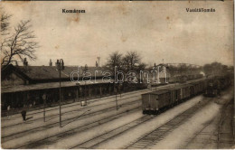 T3/T4 Komárom, Komárnó; Pályaudvar, Vasútállomás, Gőzmozdony, Vonat. Kiadja L. H. Pannonia 5205. / Railway Station, Loco - Unclassified