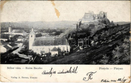 * T3 1900 Pöstyén, Piestany; Stibor Vára (Beckó Vára) A Vágvölgyben. A. Bernas Kiadása / Beckovsky Hrad, Povazie / Castl - Unclassified