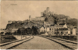 T2/T3 1915 Trencsén, Trencín; Vár, Vasúti Sínek, Nemar József és Ripka Arisztid üzlete. Gansel Lipót Kiadása / Castle, S - Non Classés