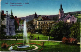 * T2/T3 1916 Trencsénteplic-fürdő, Kúpele Trencianske Teplice; Sétány, Szökőkút / Promenade, Fountain - Sin Clasificación