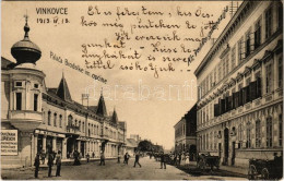 T2 1913 Vinkovce, Vinkovci; Palaca Brodske Im. Opcine, Apoteka, Knjizara / Brod Palota, Gyógyszertár, J. Reich üzlete és - Non Classés