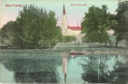 * T2 Bácstopolya, Topolya, Backa Topola; Gróf Zichy Park, Templom. Kiadja Riesz J. 16. / Park, Church - Non Classificati