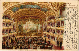 T2 1899 (Vorläufer) Graz, Saal Im Neuen Stadt-Theater / Theatre Interior. Grazer Künstler Postkarte No. 17. Senefelder A - Ohne Zuordnung