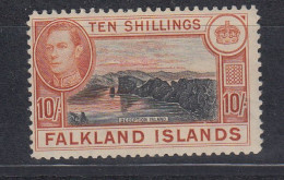 Falkland Islands 1938 King George / Pictorials 10/-* Mh (= Mint, Hinged)  (ZO166) - Falkland Islands