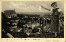 T2/T3 1939 Mödling, General View, Folklore. Kunstverlag E. Schreier (EK) - Ohne Zuordnung