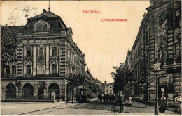 T2/T3 1911 Opava, Troppau; Olmützerstrasse, Cafe Hedwigshof / Street, Tram, Shop, Cafe (EK) - Non Classés