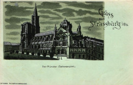 ** T4 Strasbourg Cathedral At Night, Litho (cut) - Ohne Zuordnung