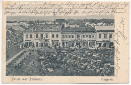 * T3 1908 Radauti, Radóc, Radautz (Bukovina, Bucovina, Bukowina); Ringplatz / Market Square, Shops, Beer Hall. Edit. Sal - Sin Clasificación