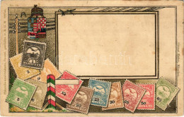 ** T3 A Magyar Kir. Posta Bélyegei és Magyar Címer. Dombornyomott / Set Of Hungarian Stamps, Coat Of Arms. Ottmar Zieher - Sin Clasificación