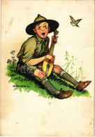 T3 1936 Cserkész Művészlap. Magyar Cserkészszövetség Kiadása. Klösz Gy. és Fia / Hungarian Boy Scout Art Postcard S: Már - Sin Clasificación