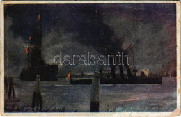 * T3 SMS Novara Und Scharfschütze Im Kanal Von Porto Corsini Bei Beschießung Der Italienische Strandbatterien Am 24. Mai - Non Classés