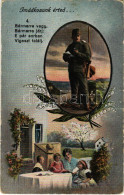 T3 1915 Imádkozunk érted... / WWI Austro-Hungarian K.u.K. Military Art Postcard, Prayer. Floral. M.B.L. 1507. (kopott Sa - Non Classés