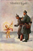 ** T2/T3 Glückliches Neujahr! / WWI German And Austro-Hungarian K.u.K. Military Art Postcard With New Year Greeting, Vir - Non Classificati