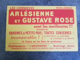 Buvard Thème Alimentaire Conserve Arlésienne Et Gustave Rose Petit Pois Sardines - Montrouge - - Chocolat