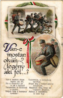 T2/T3 1917 Van-e Mostan Olyan Legény Aki Fél...? / WWI Austro-Hungarian K.u.K. Military Art Postcard + Tábori Posta (EK) - Sin Clasificación