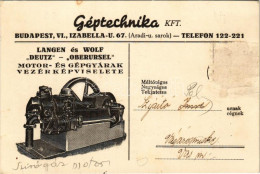 * T2/T3 Géptechnika Kft. Langen & Wolf, Deutz Oberursel Motor és Gépgyárak Vezérképviseletének Reklámja. Mindennemű Moto - Zonder Classificatie