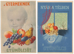 **, * 2 Db RÉGI Magyar Gyümölcsöt Reklámozó Egészségügyi Propaganda Lap, C-vitamin Táblázat A Hátoldalon / 2 Pre-1945 Hu - Sin Clasificación