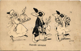 T2/T3 Húsvéti üdvözlet / Easter Greeting Art Postcard. B.K.W.I. 4683-3. S: Hatz (fa) - Non Classificati