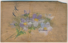* T4 Virágos üdvözlőlap Fakéregből / Thick Wooden Greeting Card With Flowers (EM) - Non Classés
